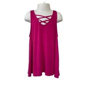 Girls Small Pomelo Hot Pink Criss Cross Strap Sleeveless Swing Top